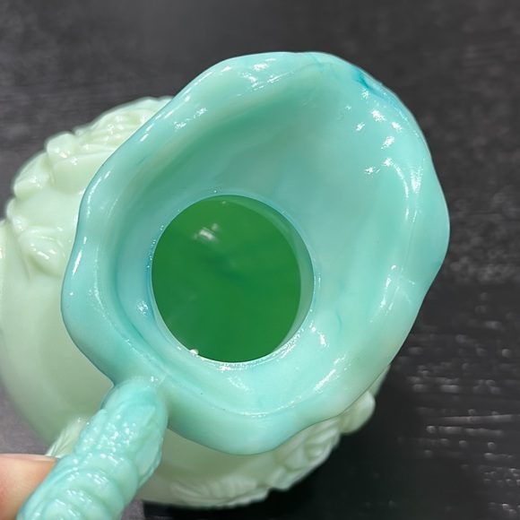 Avon Vintage Teal Oil Pitcher with Stopper and Bowl Set - Picture 8 of 10